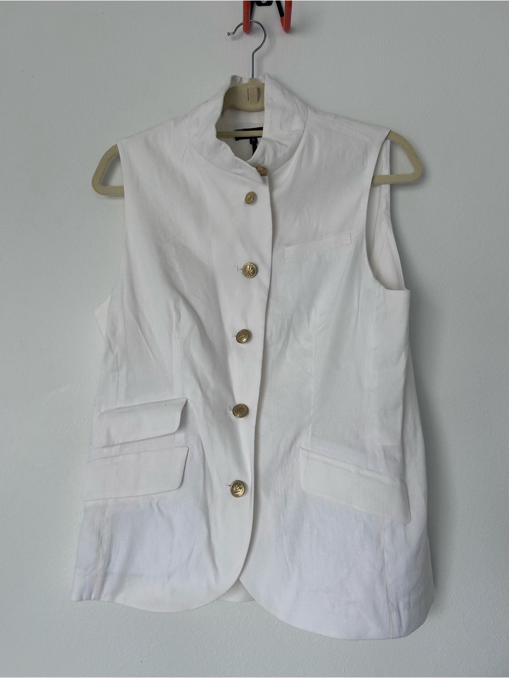 NWOT rag & bone Slade White Sleeveless Button Vest Size 10